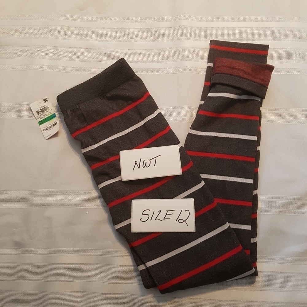 Epic Threads girls size 12 or large fuzzy lined striped leggings